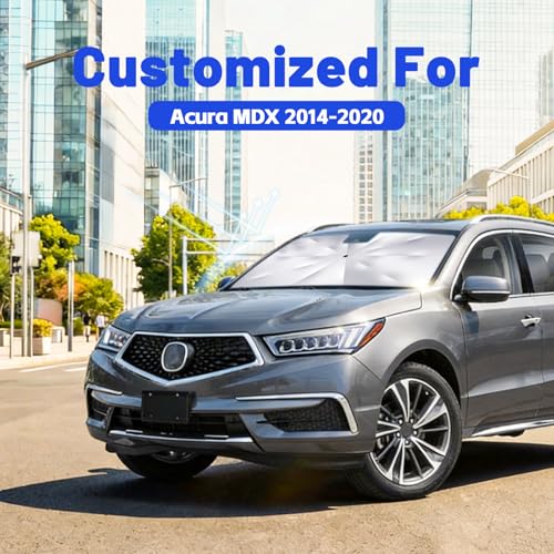 Image of Car Windshield Sun Shade for Acura MDX 2014-2020 -[Reflective Coated Fabric] Sunshade Umbrella for Front Window, Car Shades Sun Visor Keep Car Cool and Protects Interior, 1:1 Exact Fit