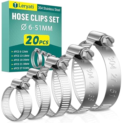 Leryati 20 Pcs Adjustable Hose Clips Set Cover