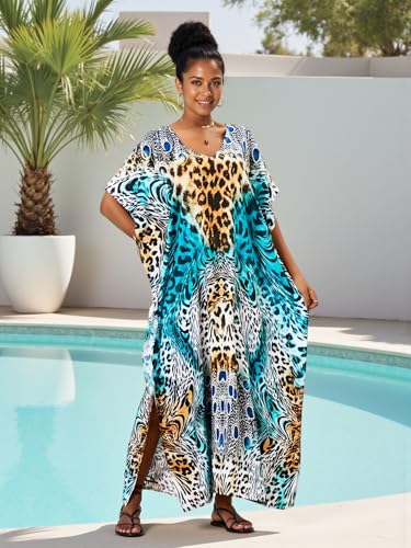 Image of Kaftan Dresses for Women Plus Size Bathing Suit Cover up Caftan Maxi Beach Dresses