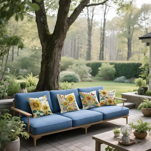 Housse de coussin 50x50cm jaune extérieur imperméable canapé - 5