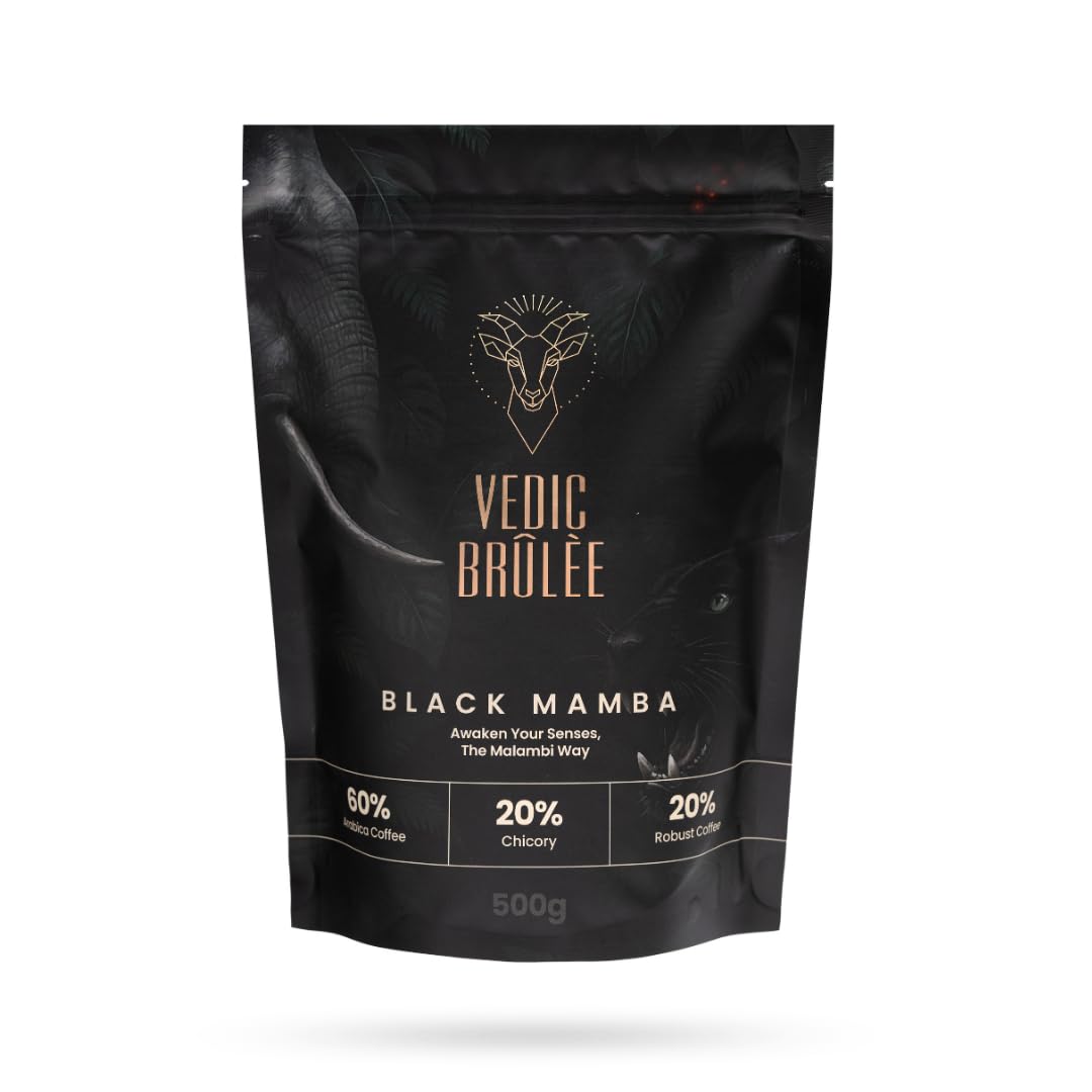 Vedic Brûlée Black Mamba Filter Coffee Powder, Roasted & Ground Coffee with Chicory, 60% Coffee 40% Chicory Blend, Strong South Indian Filter Coffee, Rich Aroma & Full-Bodied Decoction, 500g-image-28