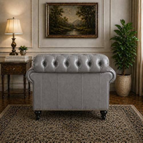 Image of Luxury Sofa Set Luxury Chesterfield Sofa in for Home Living Room & Office (Highback 1 Seater Grey)