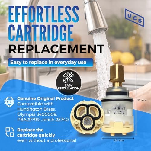 Hain-Yo GL12TD 25mm Single Lever Faucet Cartridge Replacement for Huntington Brass, Jerich, Belanger, Olympia Faucets - DIY Installation - 4