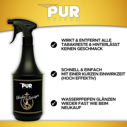 PUR - Komplettlösung für Bowl, Schlauch und Rauchsäule - Wasserpfeifen Reinigungsspray 1L ca. 2000 Sprühstöße - Extrem… – Bild 6