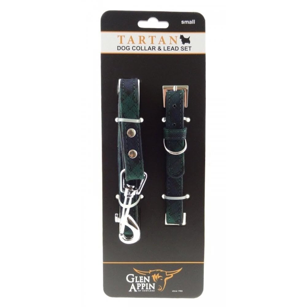 Glen Appin Men's Black Watch Of Scotland Dog Collar And Lead Set In Medium