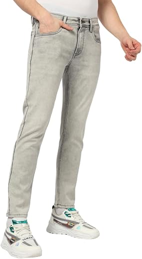 BLUE BUDDHA Men's Cotton Casual Grey Ankle fit Jeans with Elegant Design | Super Soft Comfortable Stylish Jeans for Casual...