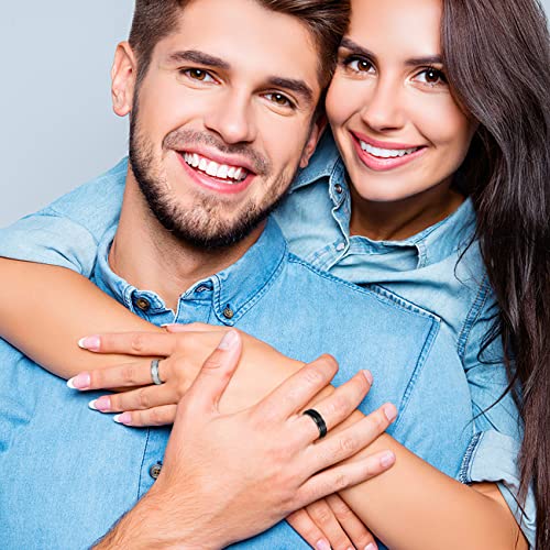 LAOYOU Anxiety Fidget Relief Spinner Ring for Women | 6MM Stainless Steel Glitter Worry Stress Relieve Ring Band Set for Men ladies 5 Tones Availble3