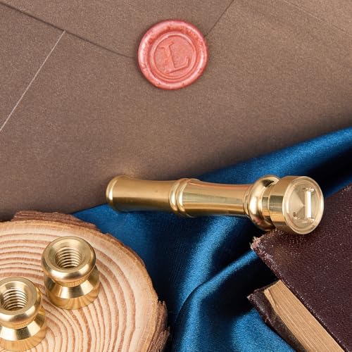 CRASPIRE Mini Wax Seal Stamp Initial L Brass Sealing Wax Stamps 15mm Golden Metal Brass Retro Vintage Letter Stamp with Bamboo Stick Handle for Thanksgiving Card Envelope Wrap Wedding Party Invitation - Image 4