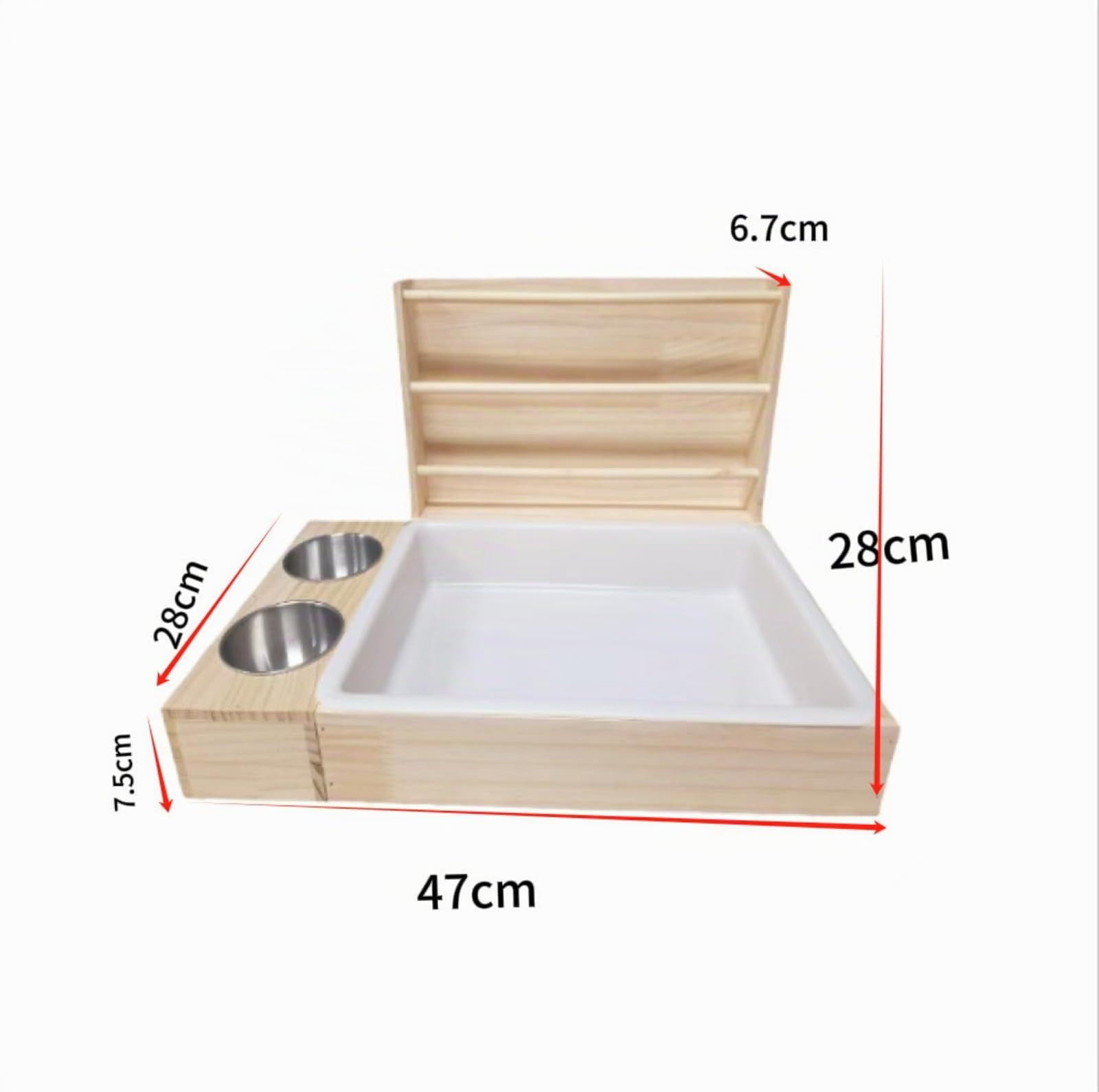 3 en 1 Mangeoire à Foin de Lapin avec Bac à Litière, Mangeoire Multifonction Facile à Nettoyer en Bois, Jouet de Recherche de Nourriture pour Lapin/Cobaye/Chinchillas/Hamster
