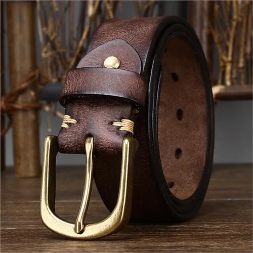 3.8CM Wide Copper Buckle Belt Men's Leather Pin Buckle Head Pure Versatile Korean Casual Jeans Belt4