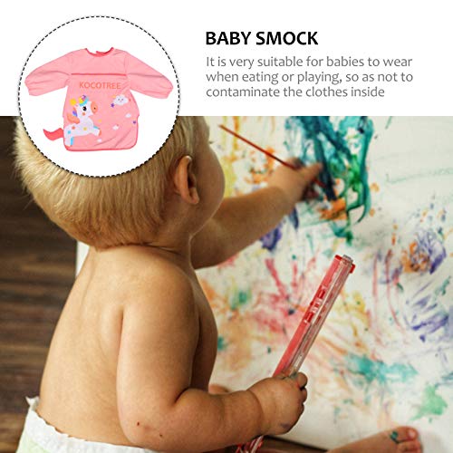 Amosfun Unicórnio Rosa à Prova D'água Babador de Alimentação para Bebê Cartoon Unicórnio Avental de