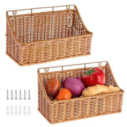 OGANAZI 2 Stück Hängend Küchenkorb Modern Obstkorb Rustikaler...