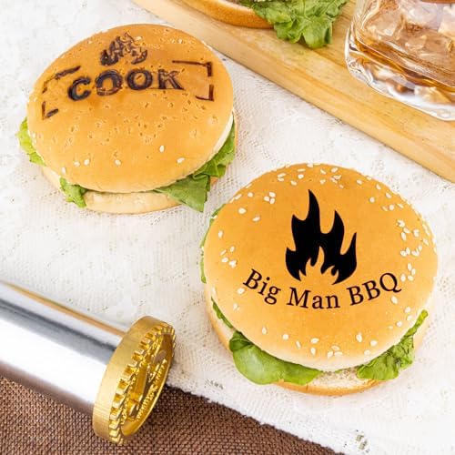 Custom Burger Branding Iron with Handle, Wood Logo Stamp, Grill Branding Iron, Personalized