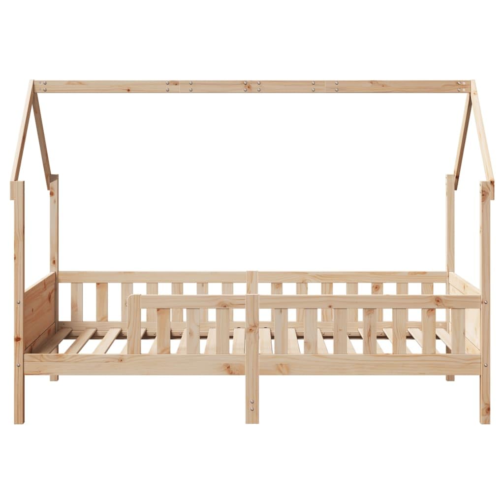 Casa infantil de 90 x 190 cm pino macizo sin tratar con somier, cama de juegos para habitación infantil con espacio de almacenamiento, espacio para invitados en habitación juvenil