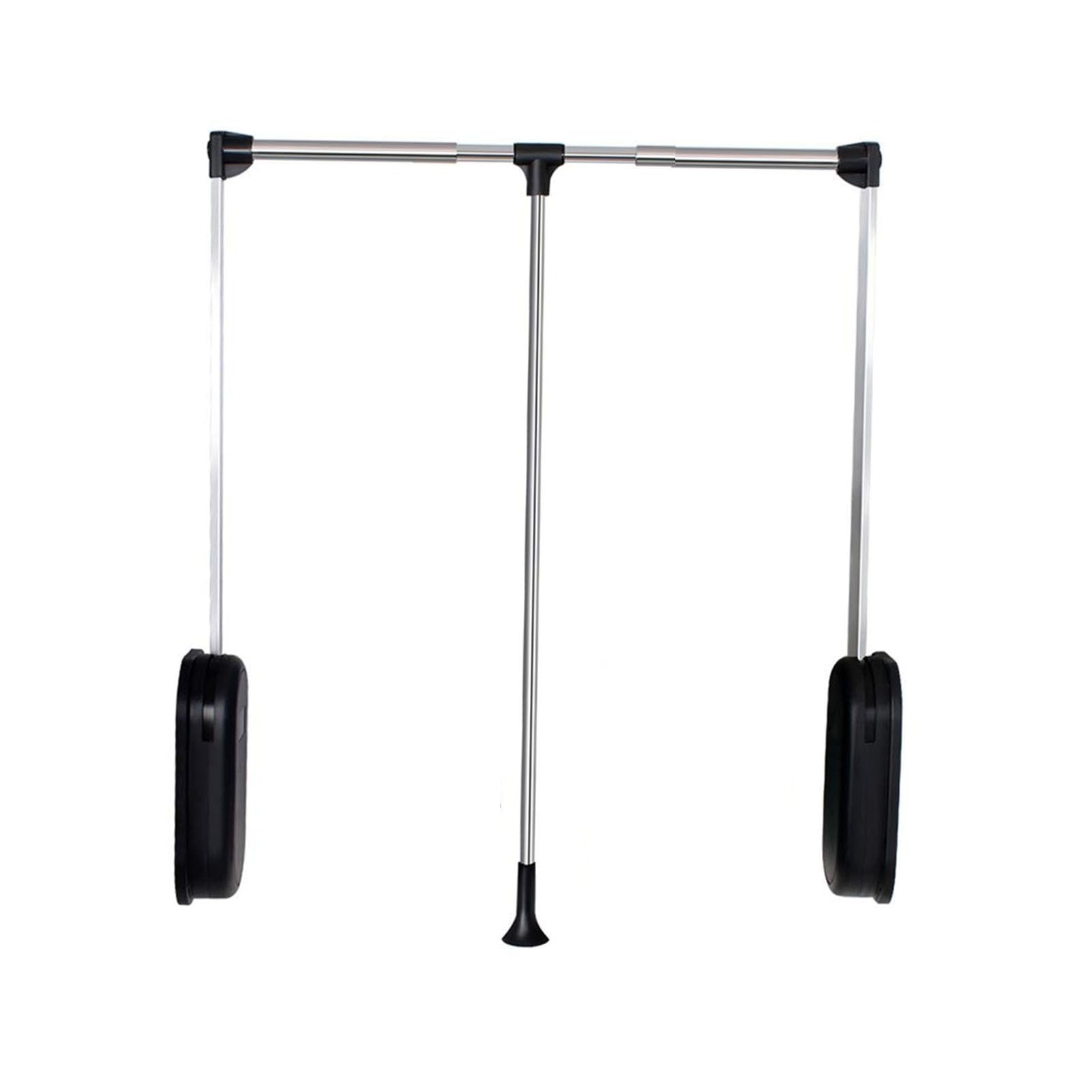 HTTGDGDH Adjustable Pull Down Closet Rod With Pneumatic Buffer, Wardrobe Hanging Rail 510-1210Mm, Load Capacity 20Kg, Space-Saving Clothes Organizer,Silver-890-1210mm