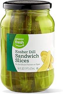 Amazon Fresh, Kosher Dill Pickle Sandwich Slices, 16 Fl Oz