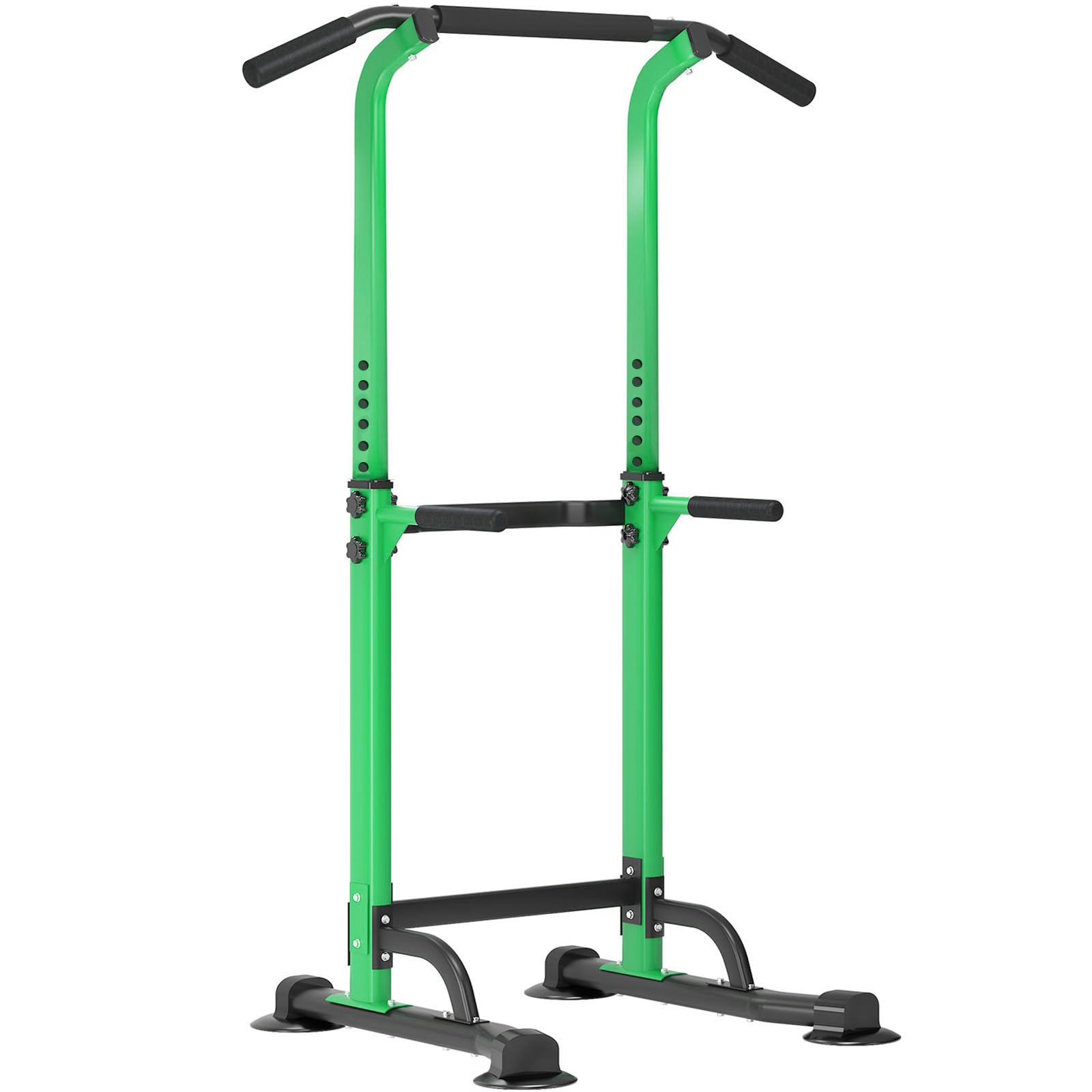 DlandHome - Silla romana con musculación, ajustable, dips, tracción, barra de tracción en los pies, estación de tracción abdominal, reposabrazos, fitness, color verde y negro
