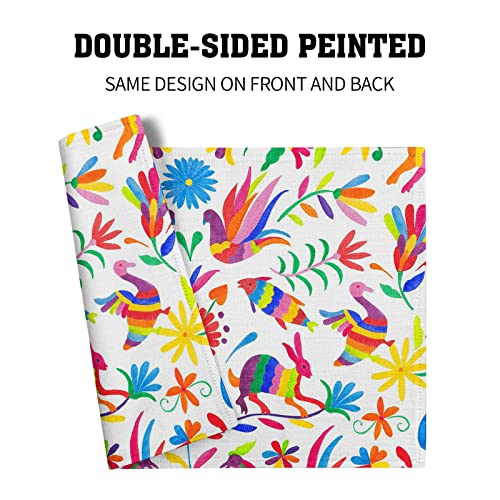 Giwawa Easter Otomi Bird Placemats Set Of 4- Colorful Mexican Boho Bunny Animal Flower Print- Traditional Folk Floral Linen Table Mats Kitchen Decoration For Dining Party Wedding Holiday #TOP4