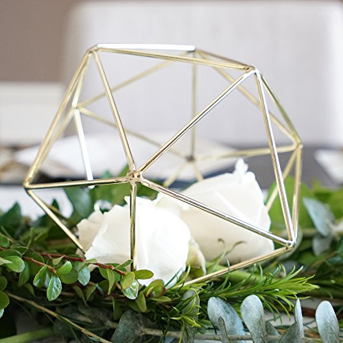 3D Geometric Himmeli Centerpiece & Hanging Ornament, Chrome Plated Metal - 6 Inch Size (Rose Gold) #TOP3