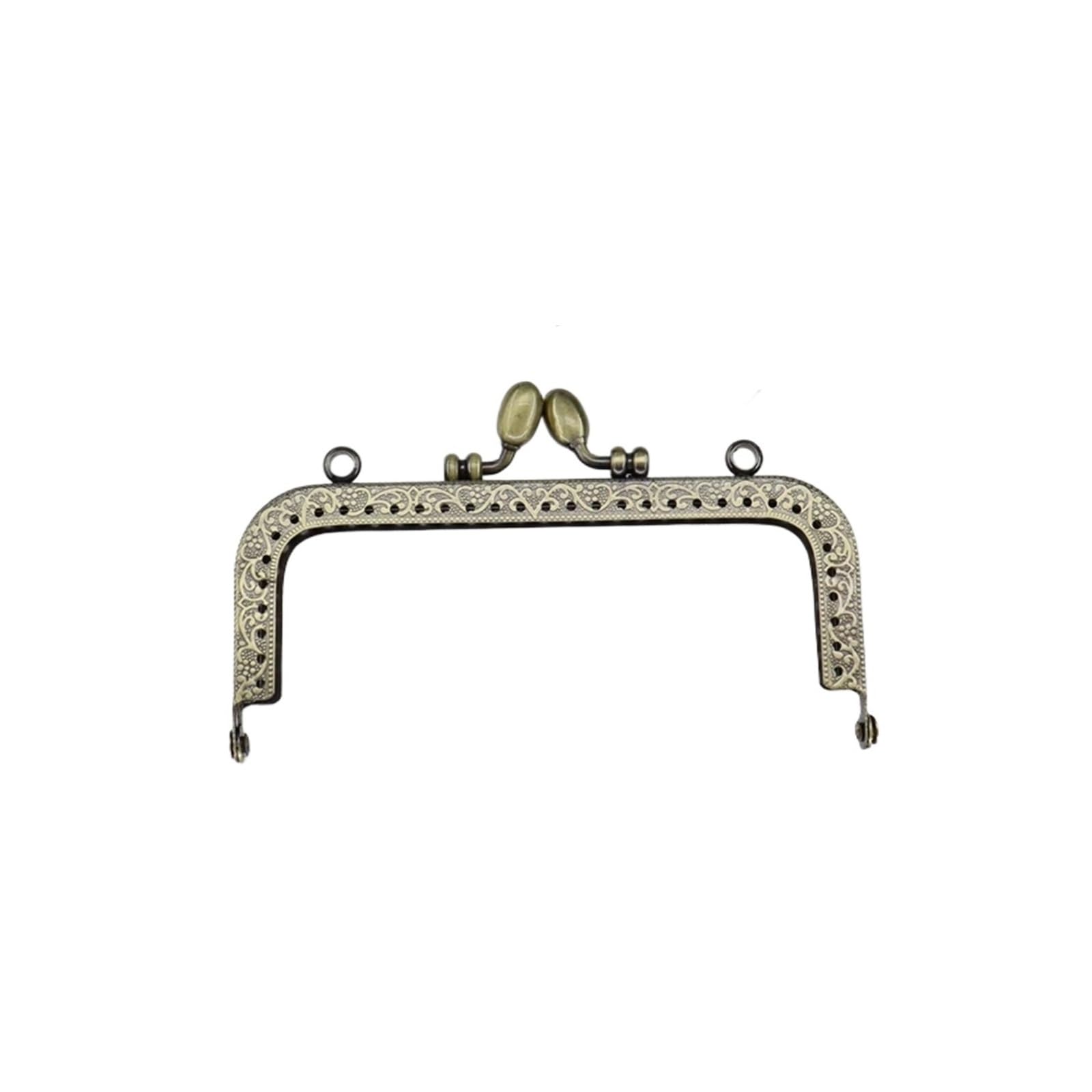 PVUVTNAHW 5pcs 8.5/10.5/12.5/15/18cm Flower Bud Head Square Purse Frame Antique Bronze Bag Kiss Clasp Metal DIY Accessories(15cm)