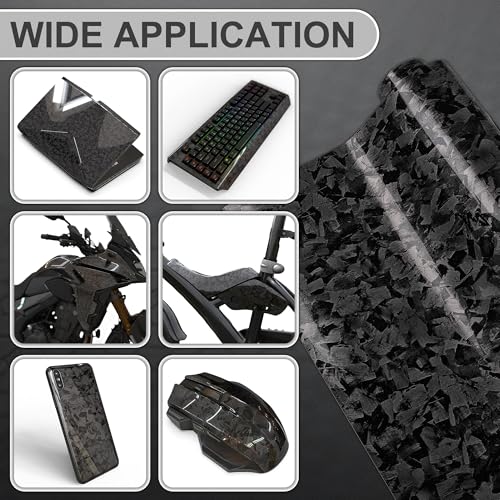 Image of Lypumso PET Forged Carbon Fiber Vinyl Wrap, Glossy Car Vinyl Film for Automotive with Air Release Technology for Vehicle Decal DIY Interior Exterior Decoration (Black Chopped Forged, 1ft x 5ft)