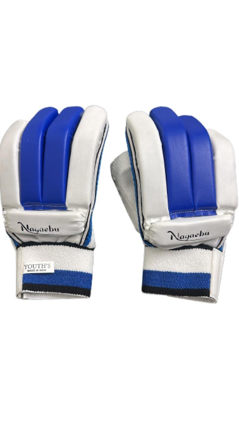 Cricket Batting Gloves, Blue and White (Boys)-picture-23