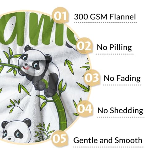 Mercuryelf Custom Panda Throw Blanket - Soft, Fuzzy & Warm - 40x50 Inches Flannel Blankets for Travel, Office - White Aesthetic Throws Gift for Kids