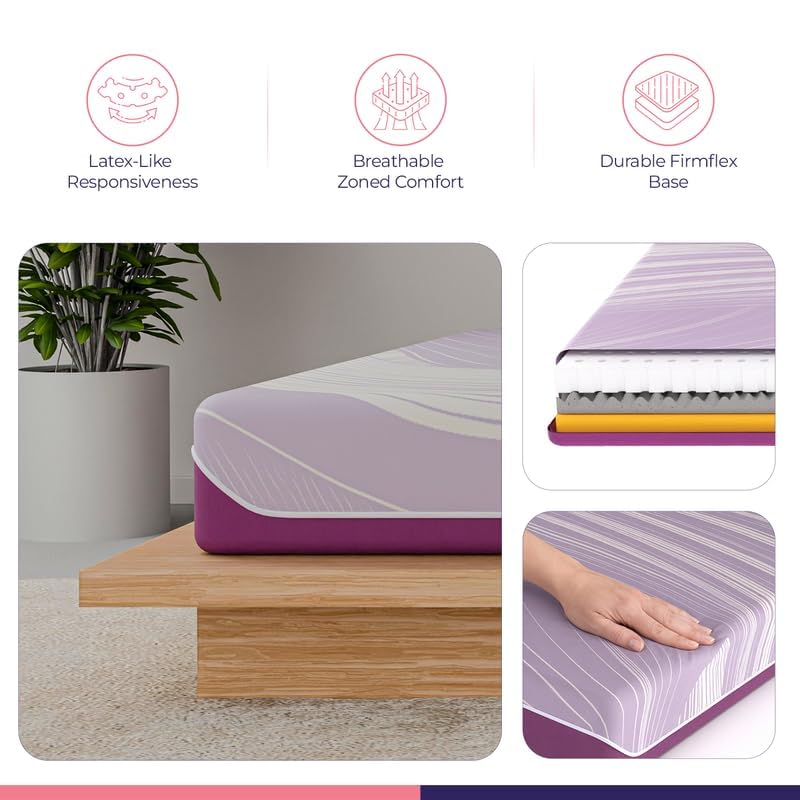 Image of Response Orthopedic Mattress with Neolatex Comfort Layer, Ergo Flow Breathable Zoned & Firmflex Base | Pressure Relief Mattress for Spine Alignment, Shoulder & Hip Support (Single, 72x35x8 inch)