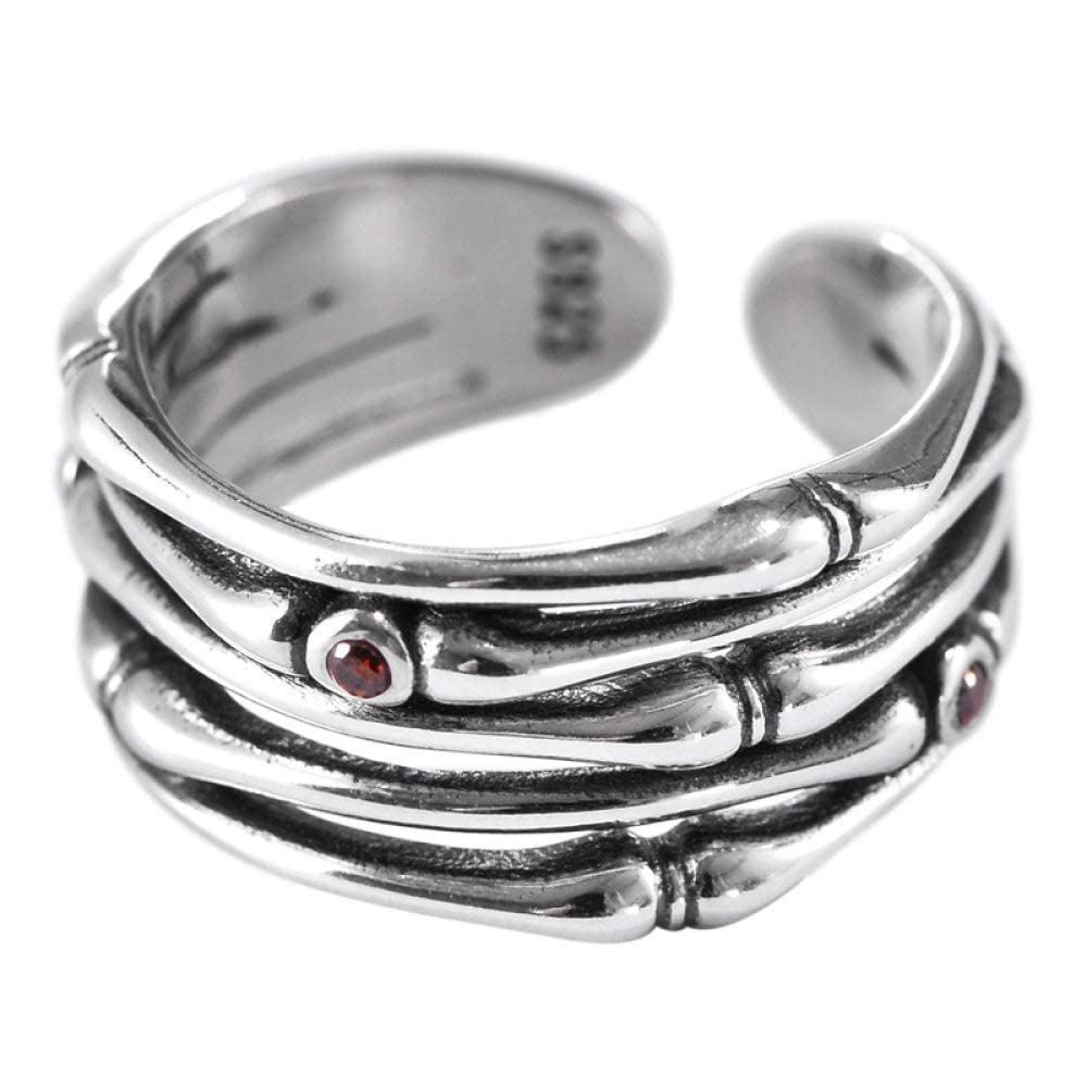 Bague ajustable originale pour mariage et fêtes, anneau argent et rouge - 8