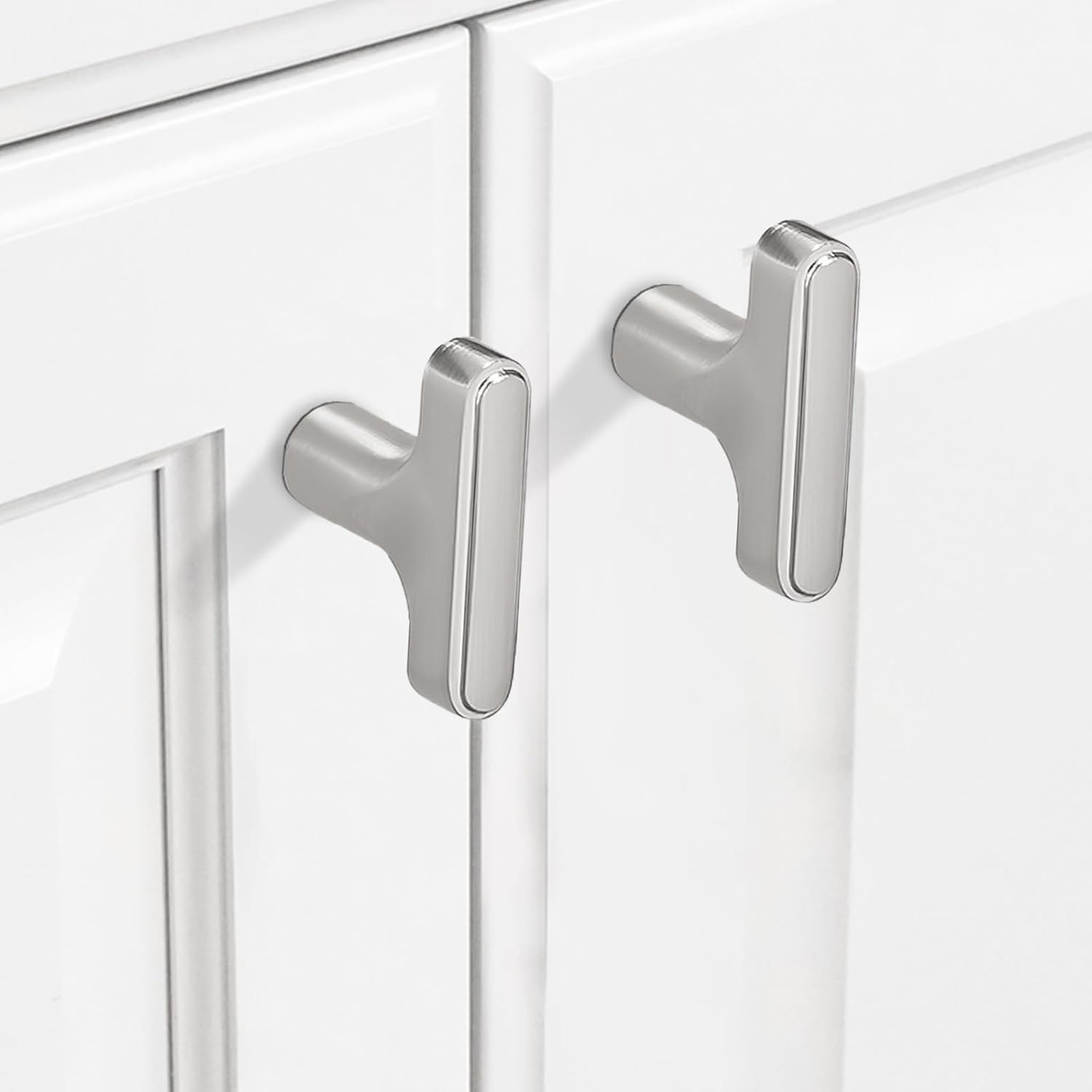 COTYKILEY 10 Pack Brushed Satin Nickel Kitchen Cabinet Knobs Solid Silver Drawer Knobs Dresser Knobs Cabinet Hardware
