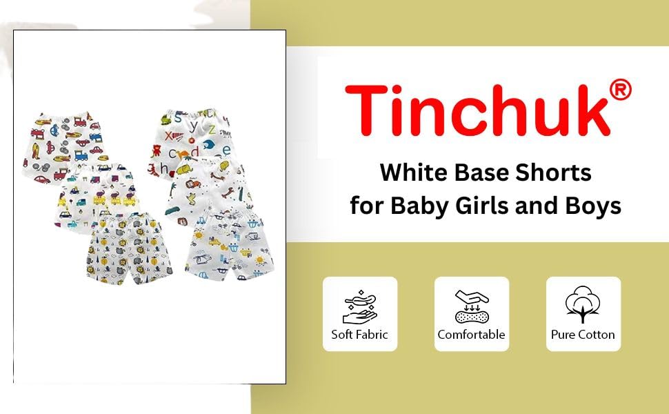 Image of Tinchuk Regular Unisex Printed Shorts, Regular Shorts for Girls and Boy's, (Set of 6, Multi-Coloured)