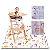 BabyOn Disposable Splat Mats, 30 Pack 47' x 40” | Eco-Friendly Under Highchair Floor Mat, Waterproof Highchair Baby Led Weaning Supplies, Home & Restaurant Use, Unicorn Design