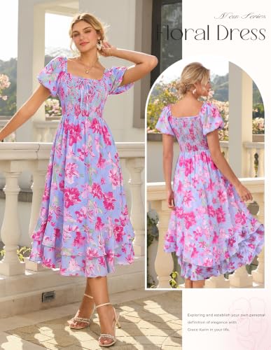 Image of GRACE KARIN Womens Summer Floral Maxi Dress 2026 Flowy Wedding Guest Dress A Line Boho Dresses Fashion Clothing with Pockets