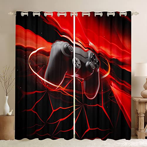 Erosebridal Youth Gaming Gamepad Curtains,Festival Gift Videogame Window Treatments,Child Boys Man Gamer Aperture Gamepad Curtains Panels for Living Room,Home Decoration (Set of 2 Panels) 52