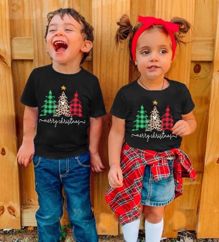 Image of Christmas Tree Shirt for Toddler Boys Girls Merry Christmas T-Shirts Short Sleeve Holiday Tee Xmas Gift Tops