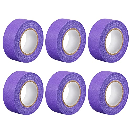 Image of uxcell 6Pcs 25mm 1 inch Wide 20m 21 Yards Masking Tape Painters Tape Rolls Purple