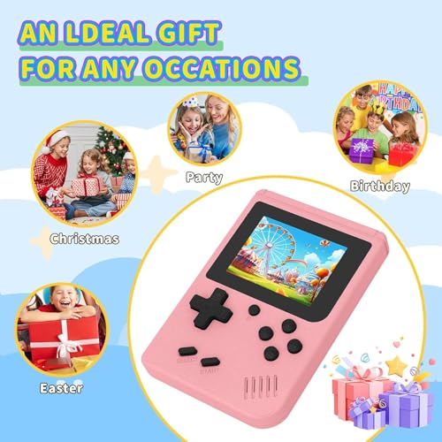 Image of Retro Handheld Games Console Built-in 400 Video Games, Portable Handheld Emulator with 3.0 Inch Screen, Mini Travel Retro Gaming Consle (Pink)