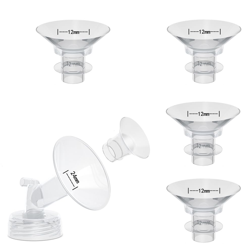 4PCS 12mm Flange Inserts Compatible with Momcozy Air 1/W1/M9/M6/M5/S9pro/S12pro/Spectra/Eufy/Medela/Spectra/Elvie/Lansinoh Breast Pump,Reduce 24mm Tunnel Down to Correct Size