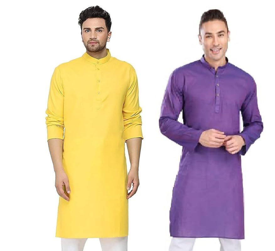 Image of WESTCORE Men's Cotton Kurta Combo - Pack of 2 | Traditional Ethnic Wear for Festivals & Celebrations