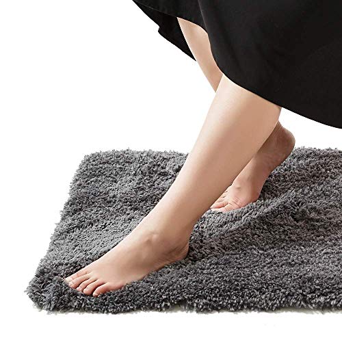Bathroom Rugs Microfiber Plush Bath Mat Machine Washable, Slip Resistance Rubber and Absorbency Bath Rugs for Bathroom Floor, Door and Sink, Rectangular Floor Mat,Grey,32"x 20"