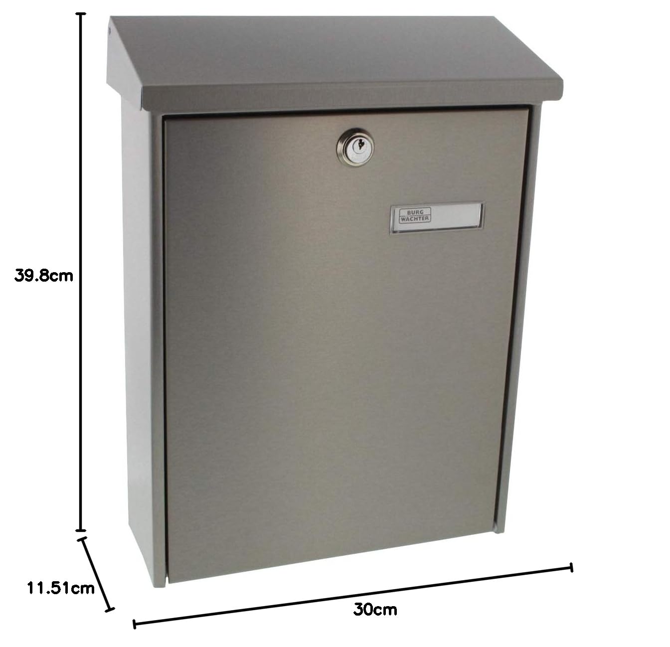 BURG-WÄCHTER Buzón sin portaperiódicos con placa para nombre, Acero inoxidable, Para formatos hasta DIN C4, Incl. 2 llaves, OSLO 3767 NI, Acero inoxidable