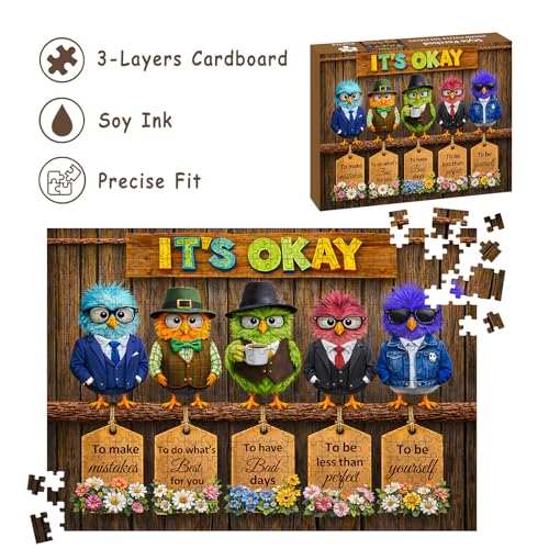 Puzzles para adultos 500 piezas, Rompecabezas de pájaros con estilo posados, flor imposible, para personas mayores y familia, 20.47x14.96 pulgadas, póster 1:1, letras en el reverso miniatura 4
