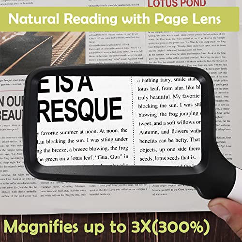 Magnifying Glass With Light, Folding Handheld 3X Large Rectangle Lighted Magnifier With Dimmable Led For Macular Degeneration Seniors Reading Newspaper, Books, Lighted Gift For Low Visions #TOP1