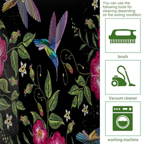 Alfombra de cocina VAPOKF con bordado floral premium, set de 2 alfombrillas de alta densidad 4