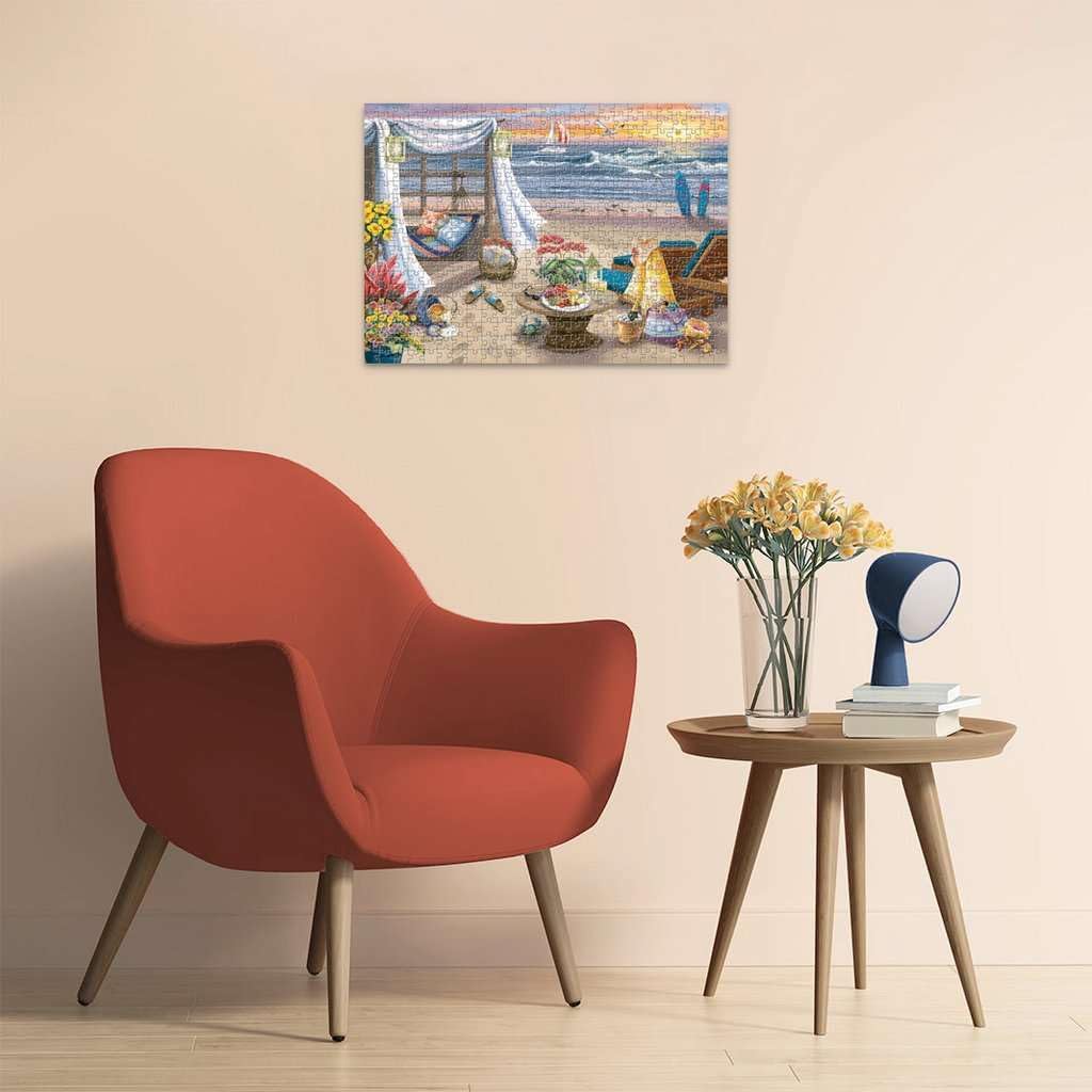 Ravensburger - Cabana Retreat - 500 Piece Large Format Jigsaw Puzzle - Enjoy Peaceful, Salty Breezes and a Stunning Ocean Sunset - Frameable - Premium Quality - Puzzles for Adults
