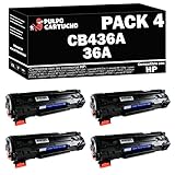 2.000 Páginas. Pulpo Cartucho - Toner CB436A Negro Compatible con HP CB436A / Ref. 36A - Pack 4 - Valido para Impresoras Laserjet M1120, M1522n, M1522nf, P1503, P1503n, P1504, P1504n, P1505, P1505n, P1506, P1506n
