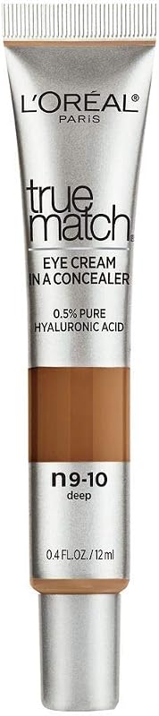 Creme para a região dos olhos com corretivo L'Oréal Paris True Match, ácido hialurônico 0,5%, Deep N9-10, 12 mL