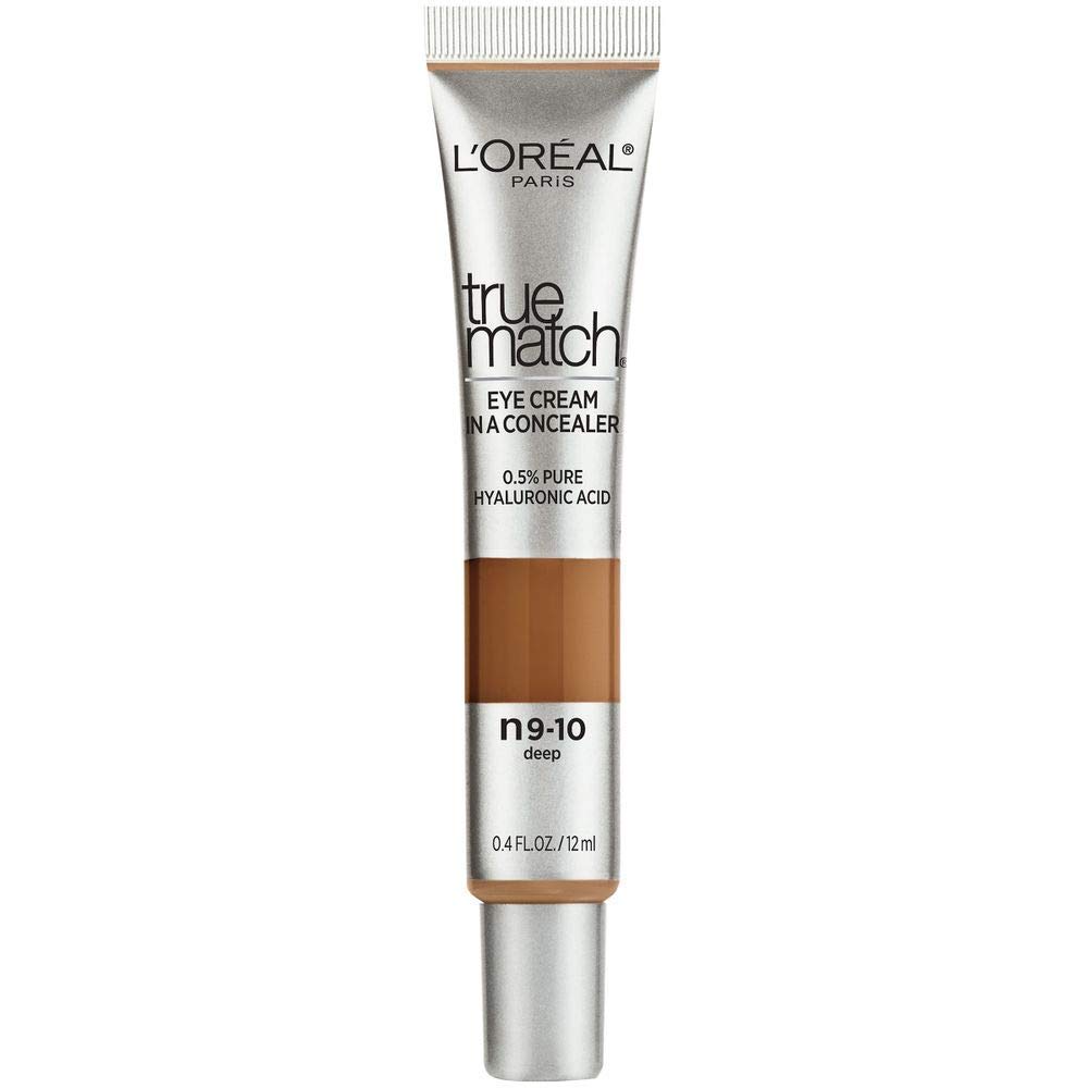 L’Oréal Paris True Match Eye Cream in a Concealer, 0.5% hyaluronic acid, Deep N9-10, 0.4 fl. oz.