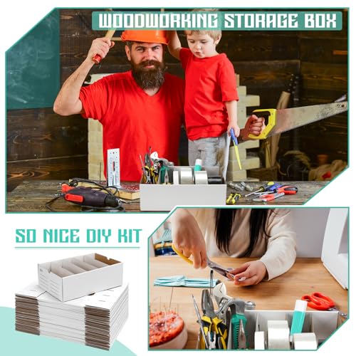 Image of Teenyyou 30 Sets Cardboard Parts Bins Boxes Kraft Cardboard Storage Bins with Dividers for Parts Shelves Stem Project Online Store Inventory Organized (White,12 x 8 x 4 Inches)
