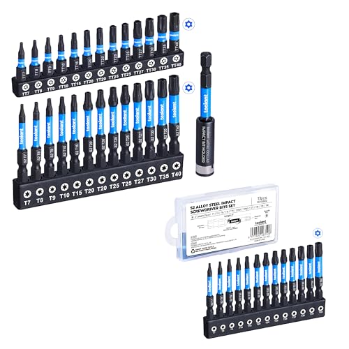 Image of toolant Impact Torx Bits Set 27pcs (TT7-TT40)&2 inch 13pcs (TT7-TT40),S2 Steel Security Torx Bit Sets, Tamper Proof Star Bit Set with CNC Machined Tips